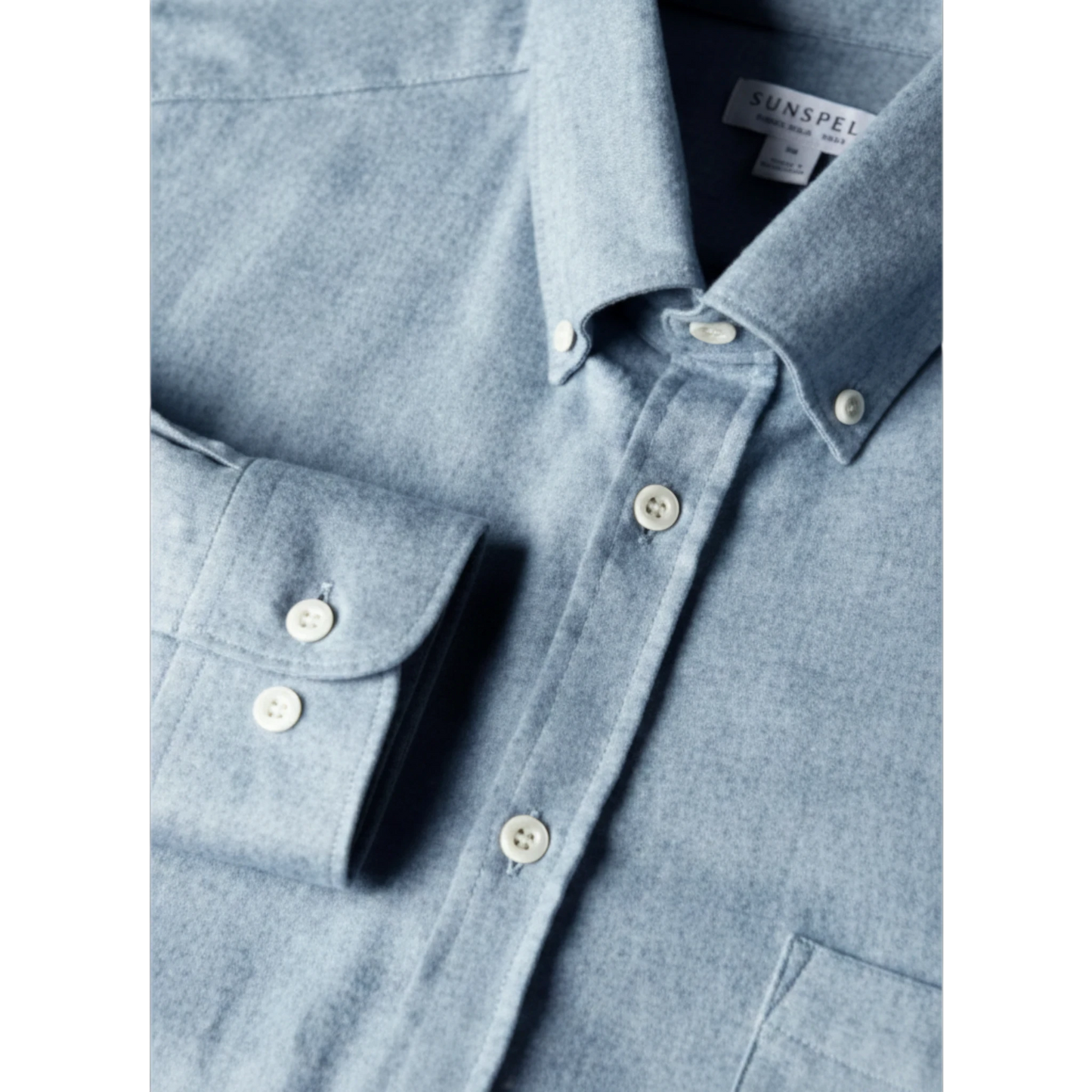 Sunspel Flanellhemd aus Baumwolle mit Button-Down, bleu