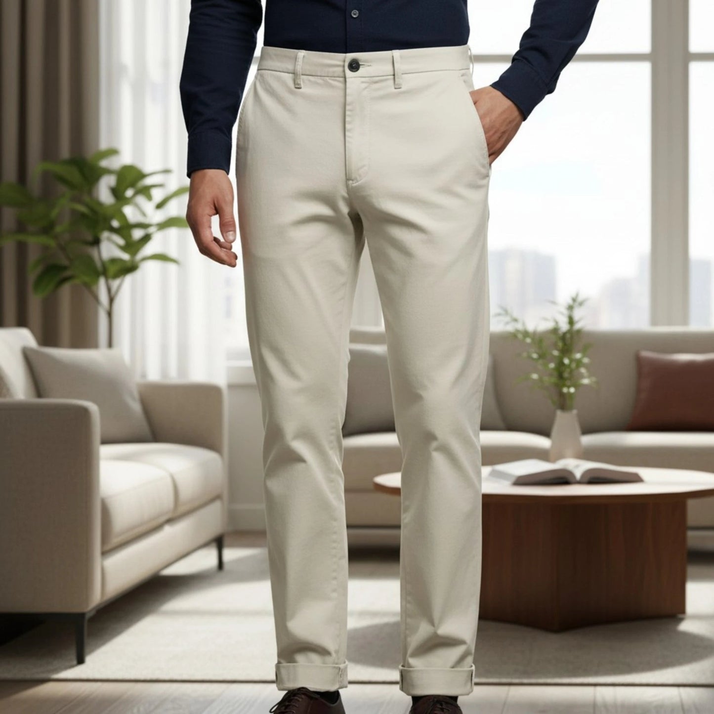 UNIT Hamburg - Never Laundry, Chino aus Cotton Gabardine, hell - Never Laundry