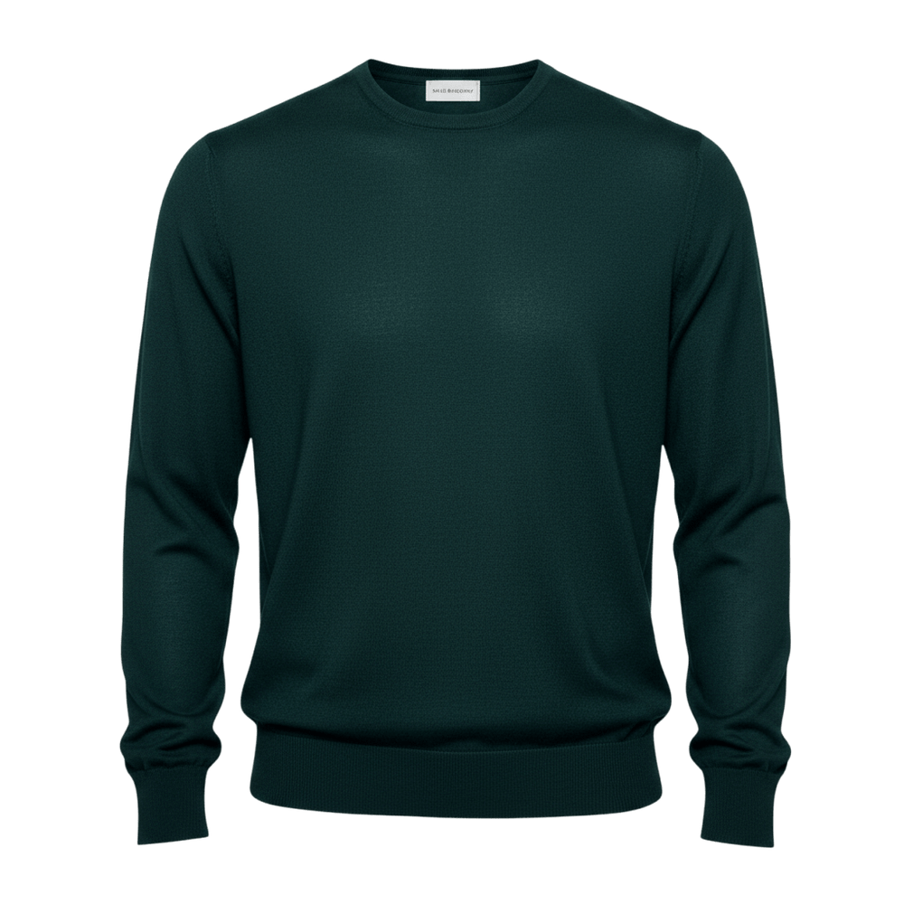 UNIT Hamburg - Never Laundry, Luxusmerino Tasmania, Rundhals, flaschengrün - Never Laundry