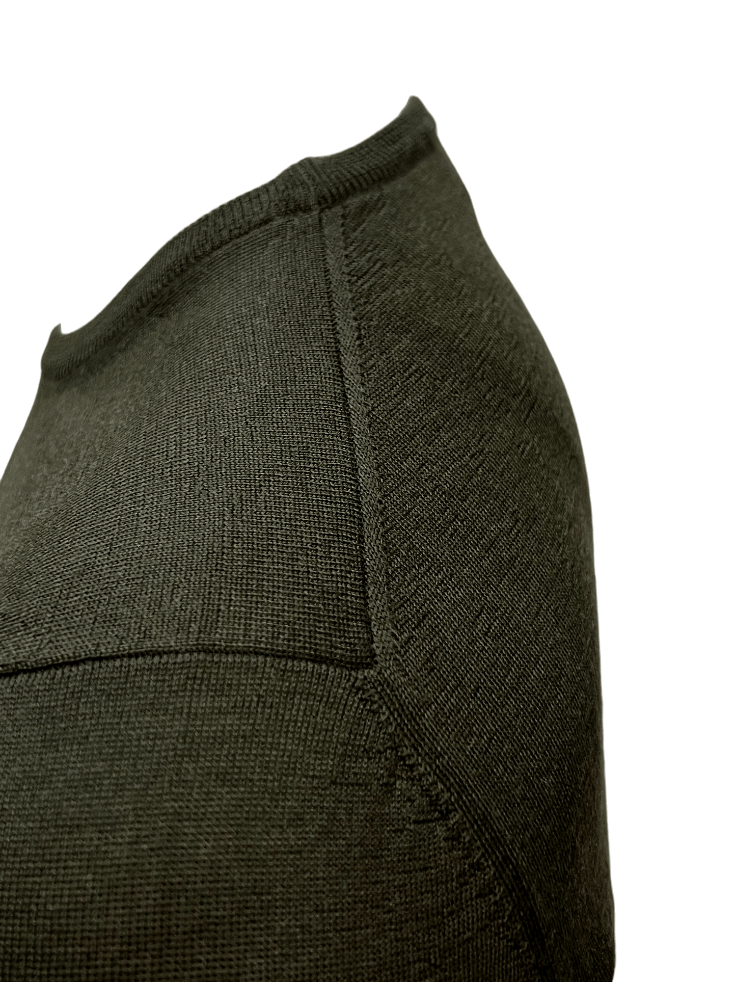 UNIT Hamburg - Never Laundry Merino Feinstrick Rundhals oliv - Never Laundry