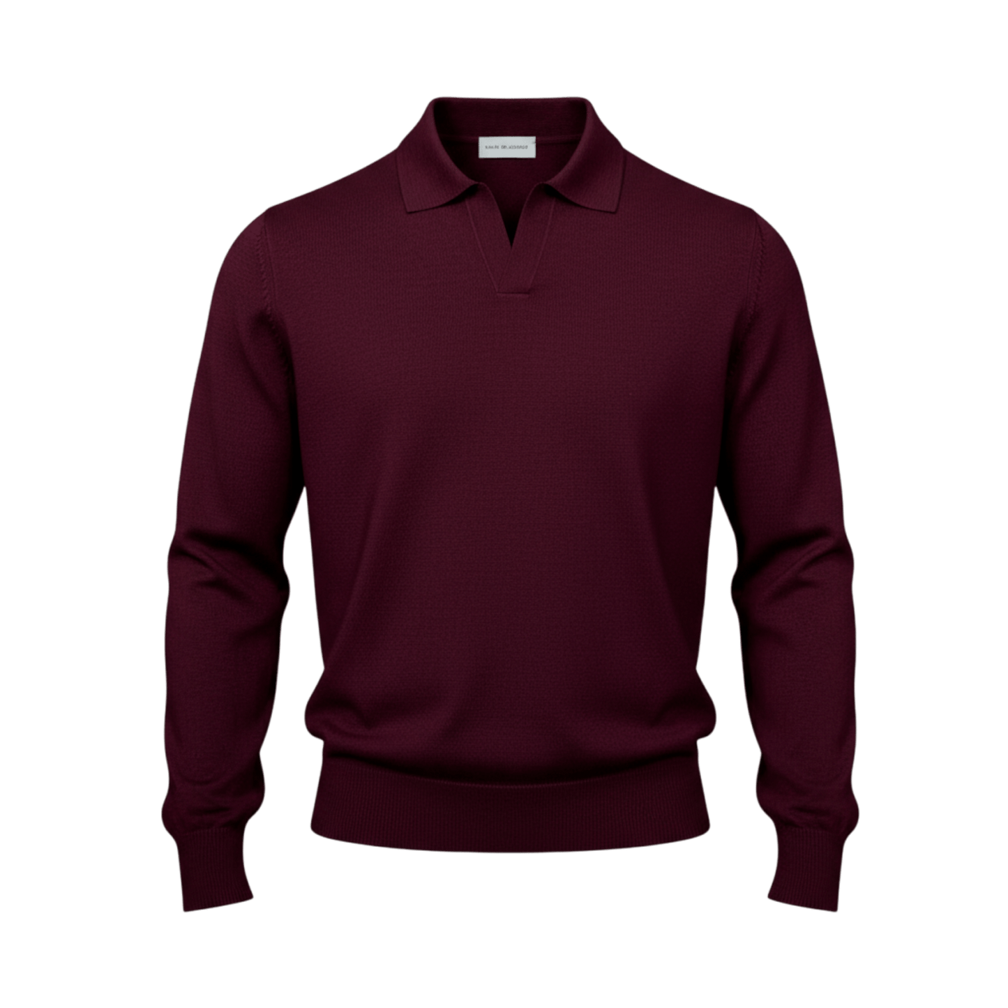 UNIT Hamburg - Never Laundry, Merino Polo ohne Knopf, Langarm, burgunder - Never Laundry