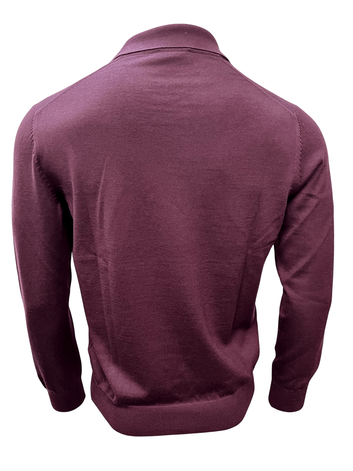 UNIT Hamburg - Never Laundry, Merino Polo ohne Knopf, Langarm, burgunder - Never Laundry