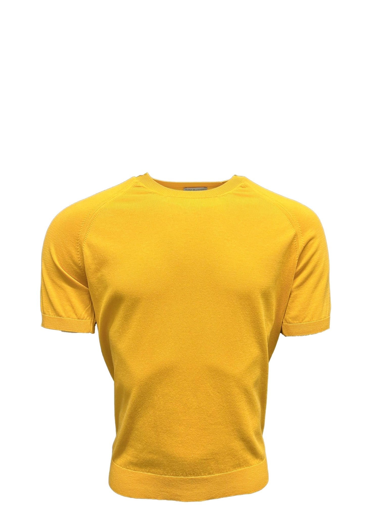 Never Laundry, Organic Cotton T-Shirt, Raglan Schulter, sonnenblumengelb - UNIT Hamburg