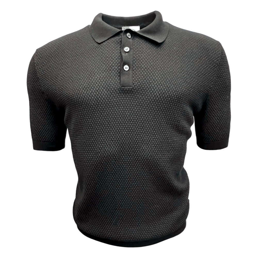 UNIT Hamburg - Never Laundry, Polo, Baumwolle, Wabenstrick, schwarz - Never Laundry