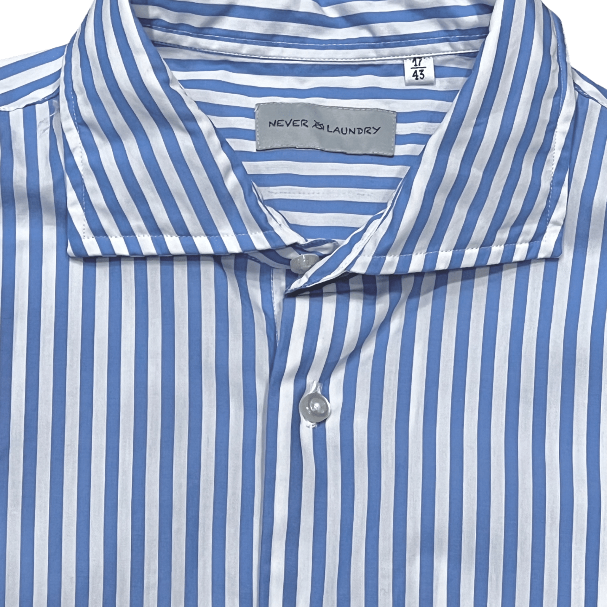 UNIT Hamburg - ネヴァー・ランドリー、スリムフィット、コットン、ホワイト・ロイルブルー・ストライプ - ネヴァー・ランドリー