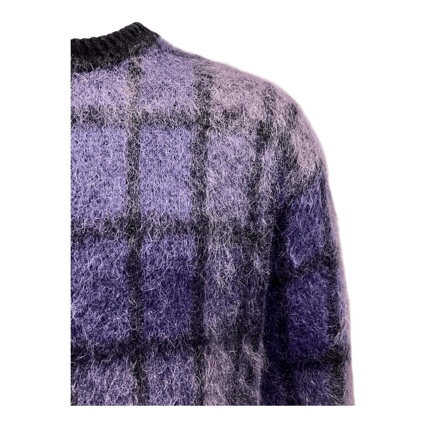 UNIT Hamburg - Roberto Collina、モヘアラウンドネック、パープルチェック - Roberto Collina