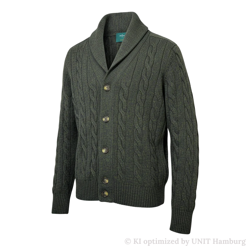 Watermarked - Gran Sasso Shetland Cardigan in Moosgrün