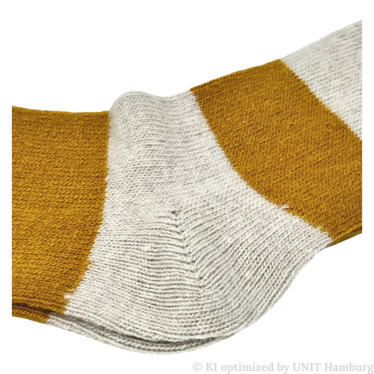 Watermarked - ANT45, GEEL Socken, currygelb-sand gestreift aus Wollmix