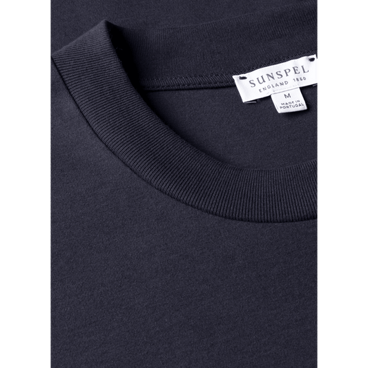 UNIT Hamburg - Sunspel, Maglietta in cotone Supima pesante, navy - Sunspel