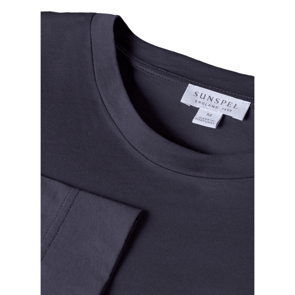 UNIT Hamburg - Sunspel, Langarm Riviera T-Shirt, Rundhals, navy - Sunspel