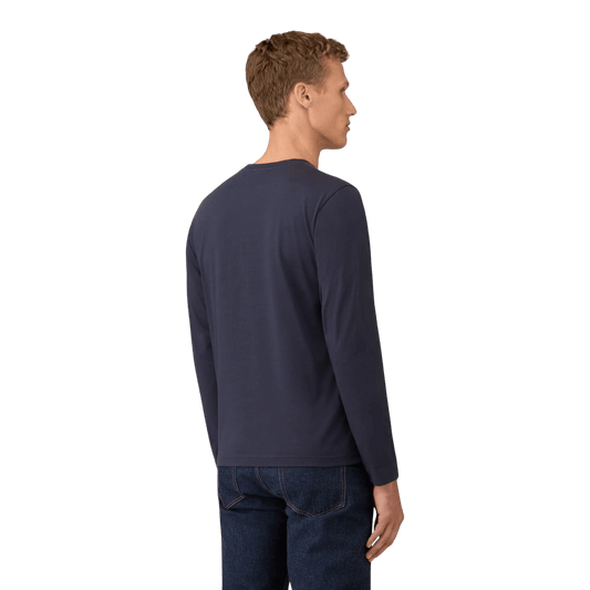 UNIT Hamburg - Sunspel, T-shirt Riviera a maniche lunghe, collo rotondo, navy - Sunspel