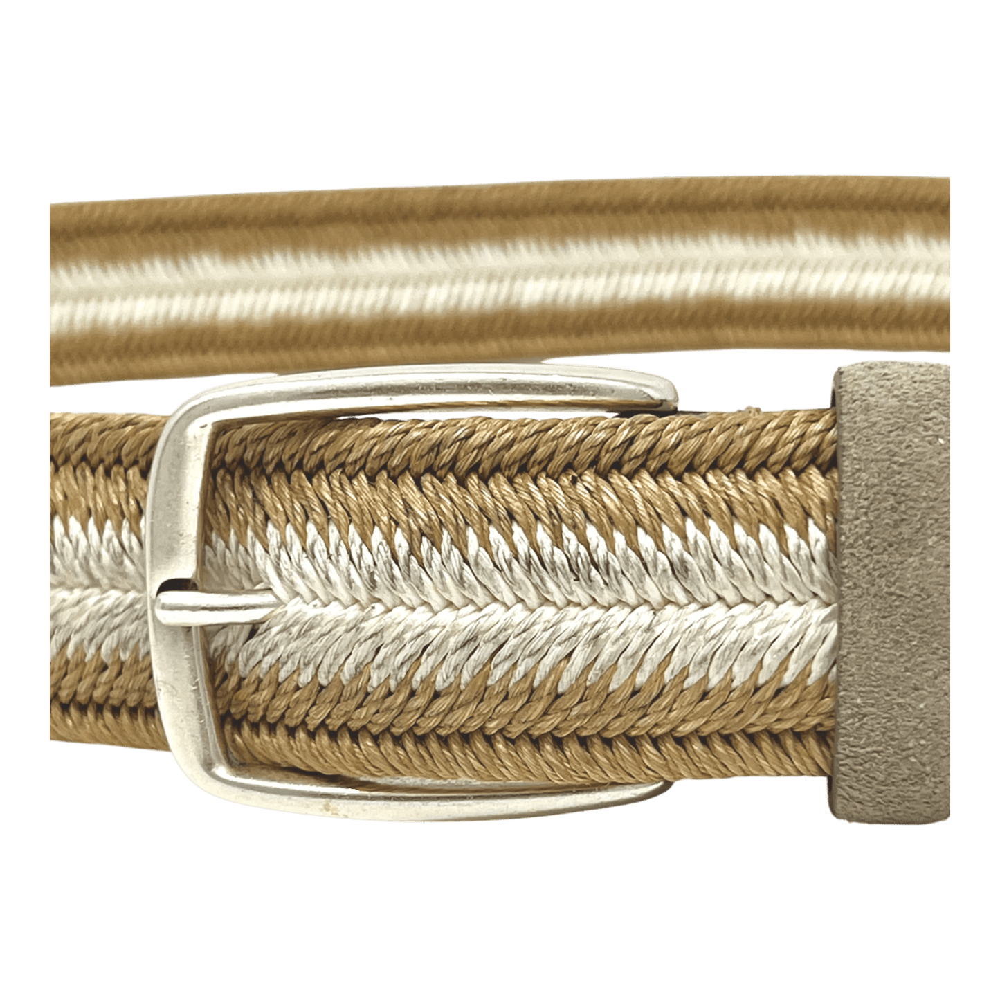 Veneta Cinture, geflochtener elastischer Gürtel, dunkel/helles Beige - UNIT Hamburg