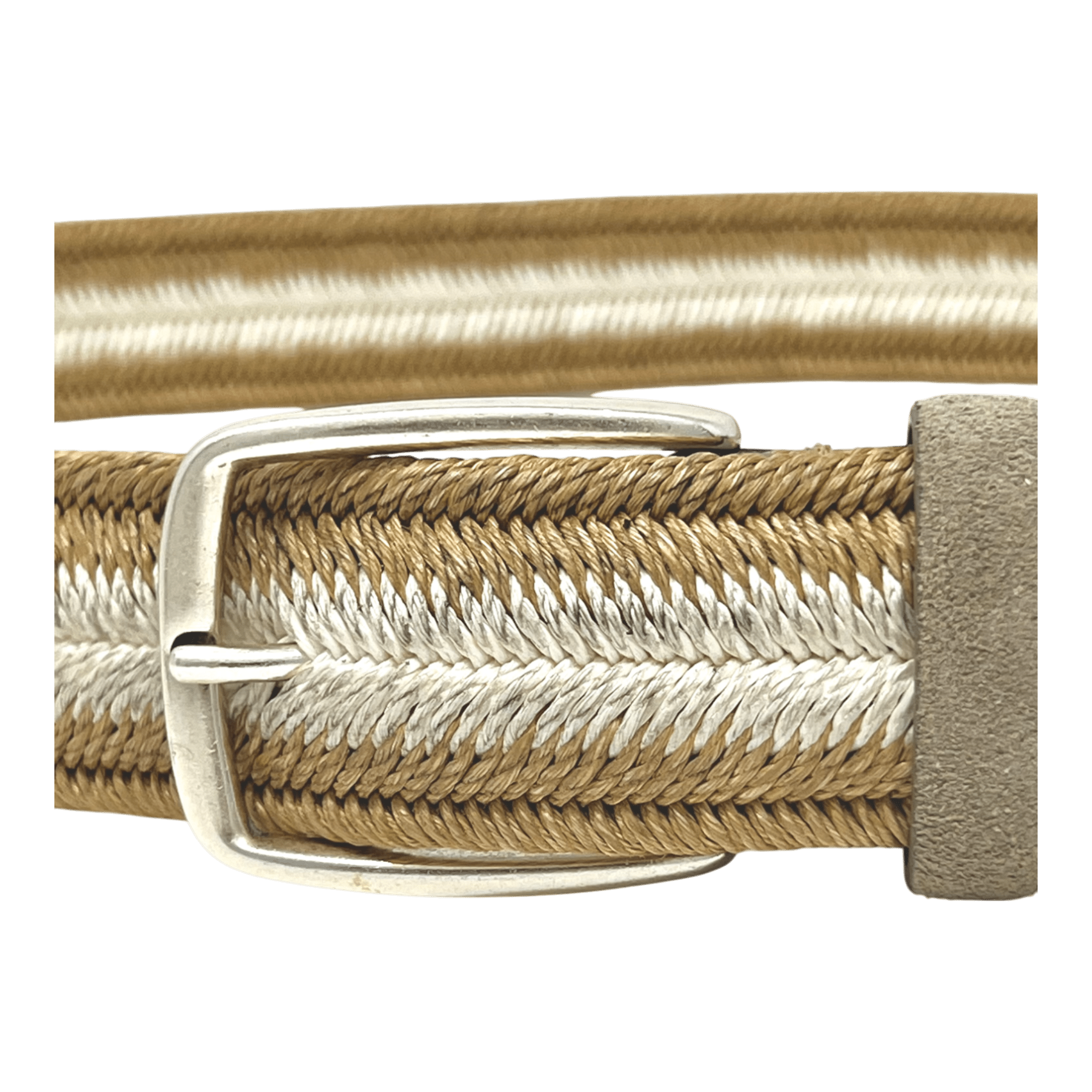 Veneta Cinture, geflochtener elastischer Gürtel, dunkel/helles Beige - UNIT Hamburg