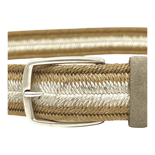 Veneta Cinture, geflochtener elastischer Gürtel, dunkel/helles Beige - UNIT Hamburg