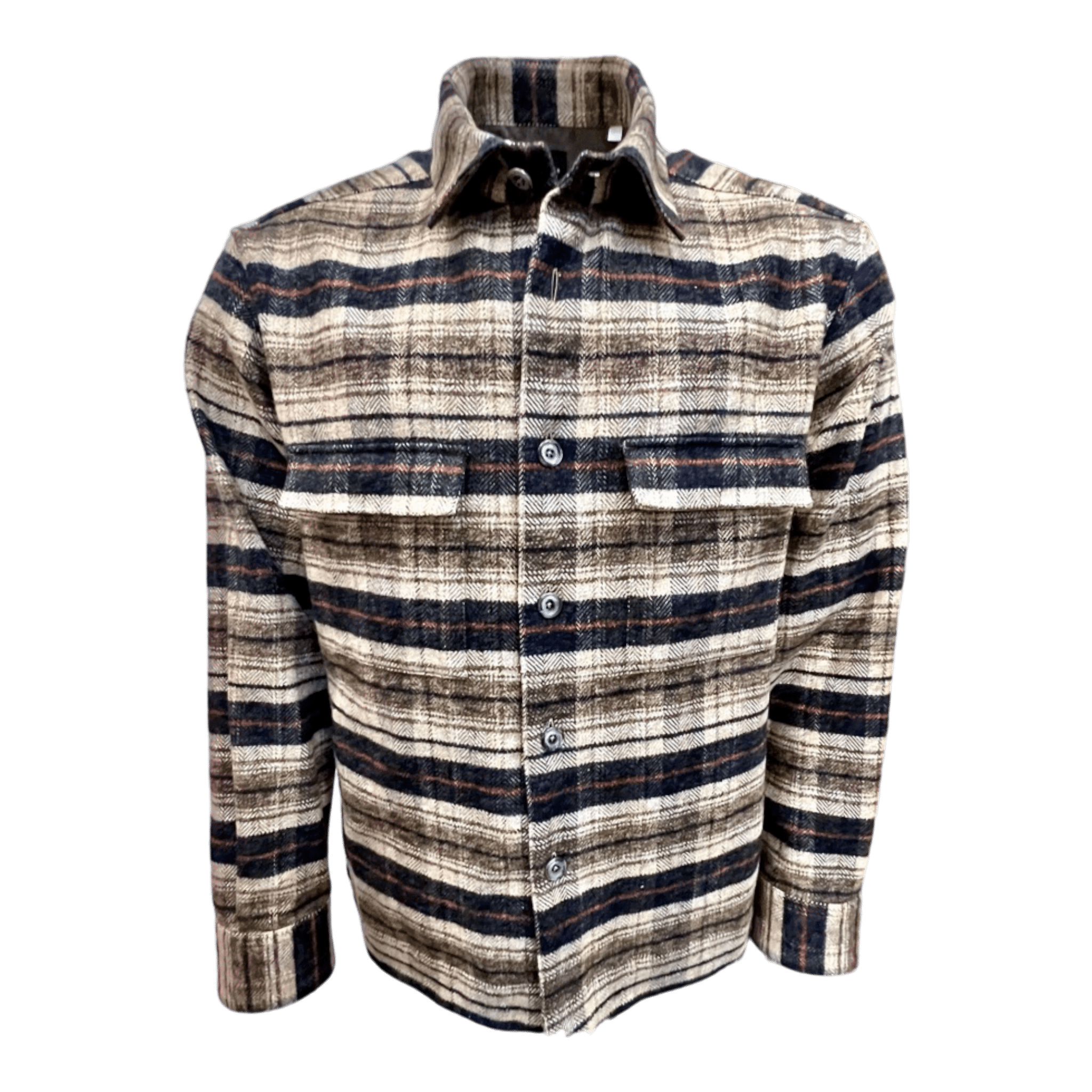 UNIT Hamburg - Xacus Overshirt Herren kariertes Overshirt mit Taschen, braun - Xacus