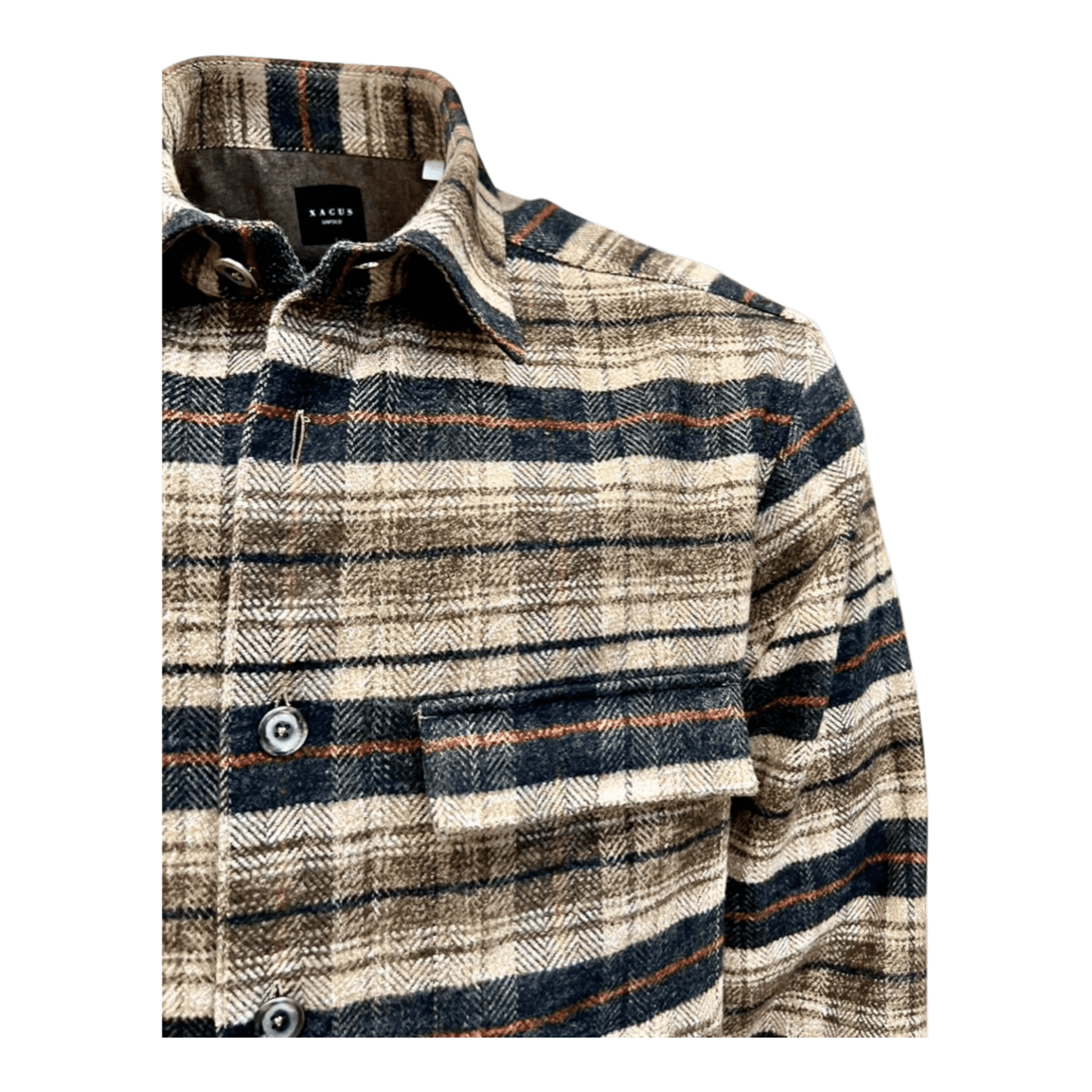 UNIT Hamburg - Xacus Overshirt Herren kariertes Overshirt mit Taschen, braun - Xacus