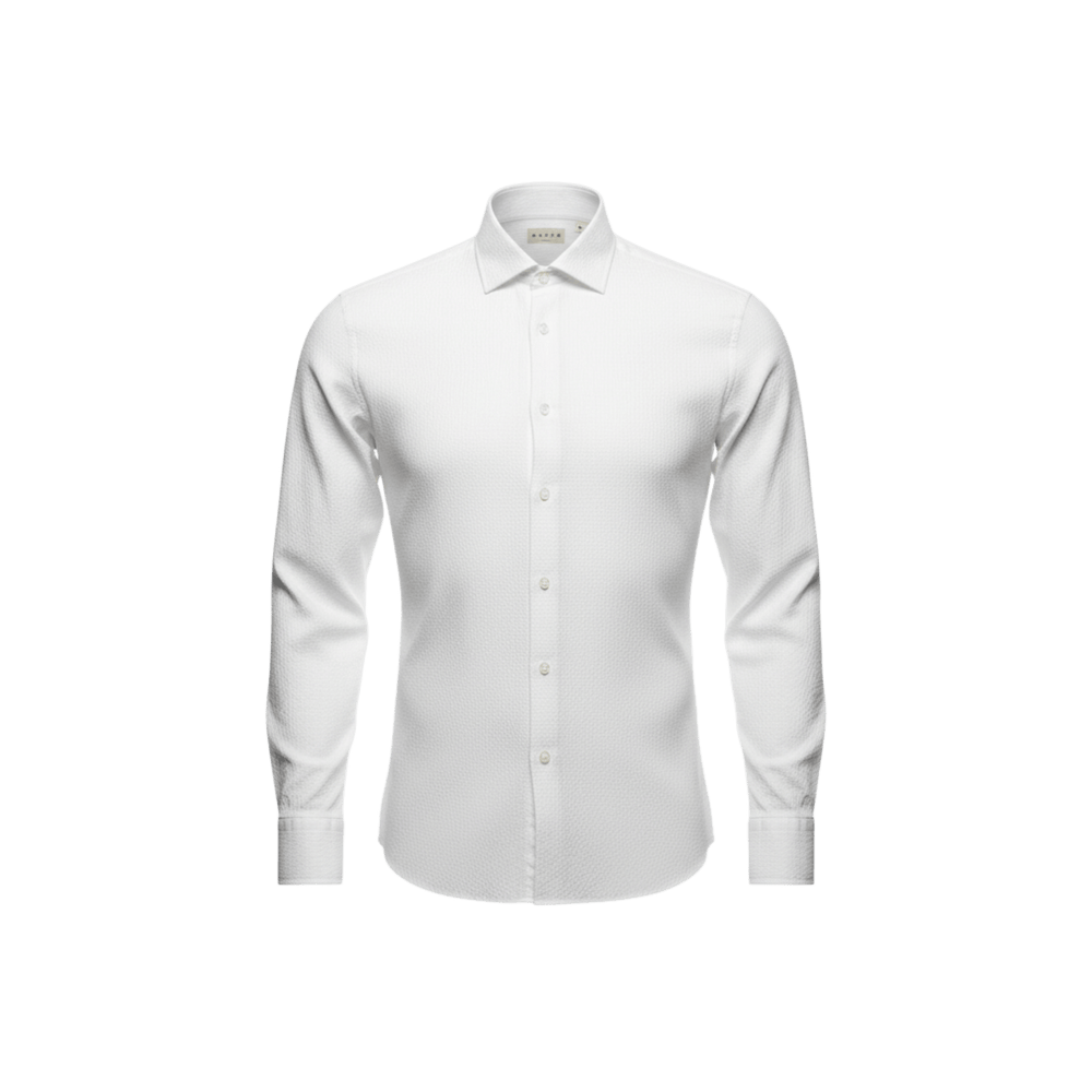UNIT Hamburg - Xacus Seersucker Hemd Weiß – Made in Italy - Xacus