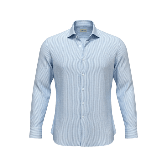 UNIT Hamburg - Xacus, Washed Linen Stripe, hellblau auf Weiß - Xacus