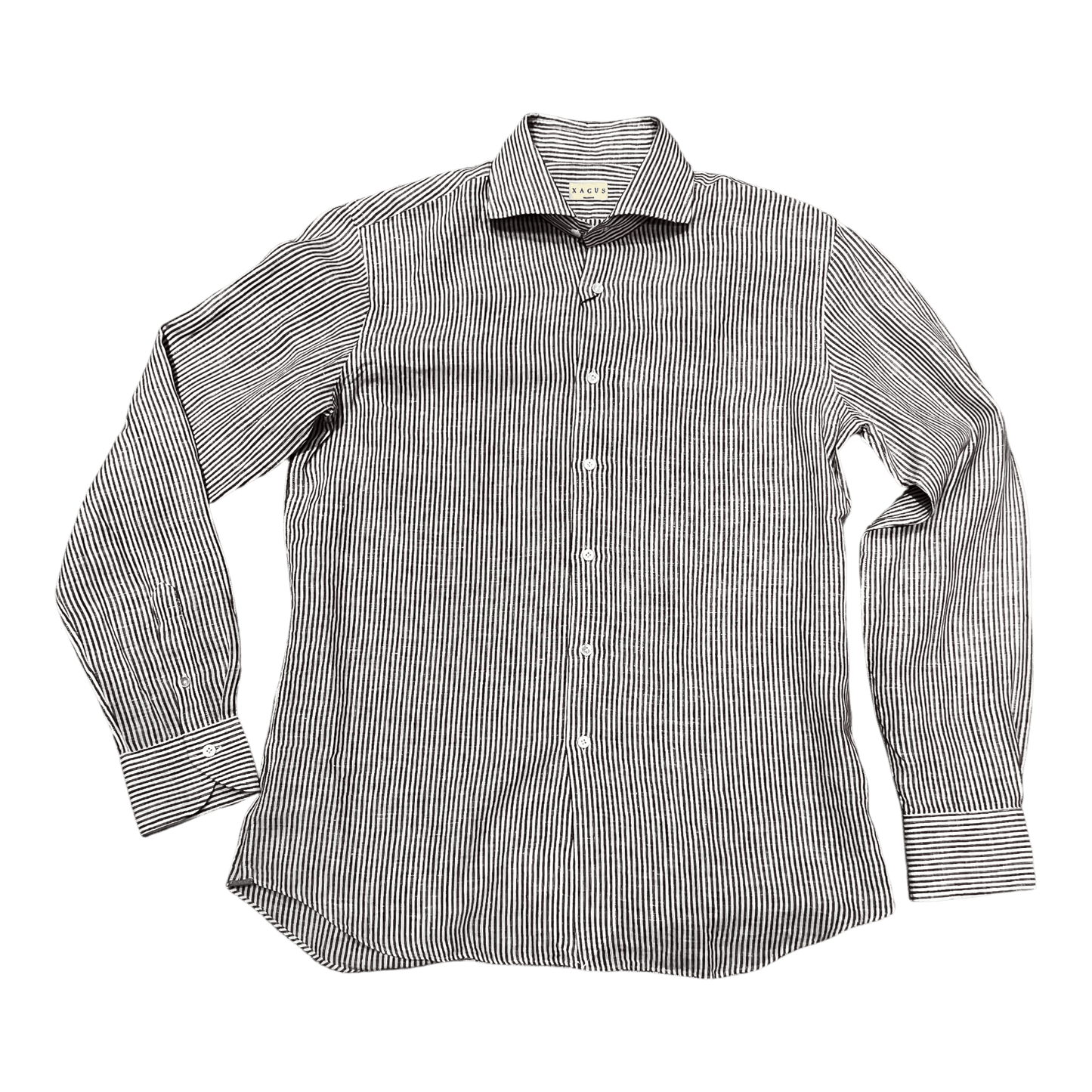 UNIT Hamburg - Xacus Washed Linen Stripe, white with brown stripes - Xacus