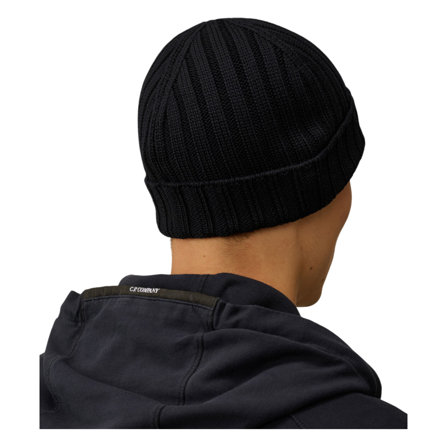 C.P. Company,Mütze,C.P. Company, Woll Beanie, Strickmütze mit Logo, black,UNIT Hamburg