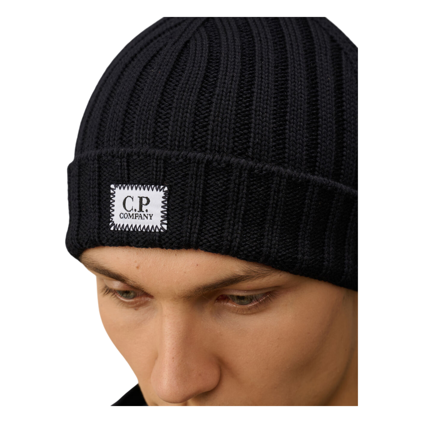 C.P. Company,Mütze,C.P. Company, Woll Beanie, Strickmütze mit Logo, black,UNIT Hamburg