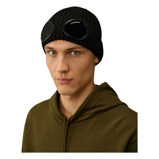 C.P. Company,Mütze,C.P. Company, Merino Beanie mit Goggle, black,UNIT Hamburg