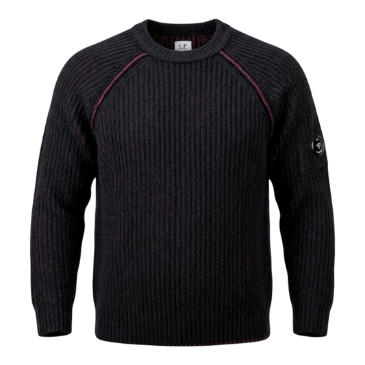 C.P. Company, Wool Fleece Knit Bi-Color Pullover