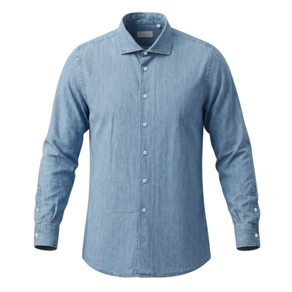 Never Laundry Denimhemd light washed aus Baumwolle