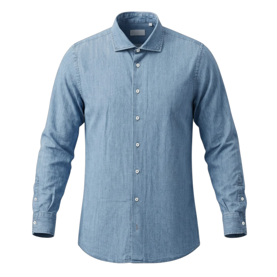 Never Laundry Denimhemd light washed aus Baumwolle