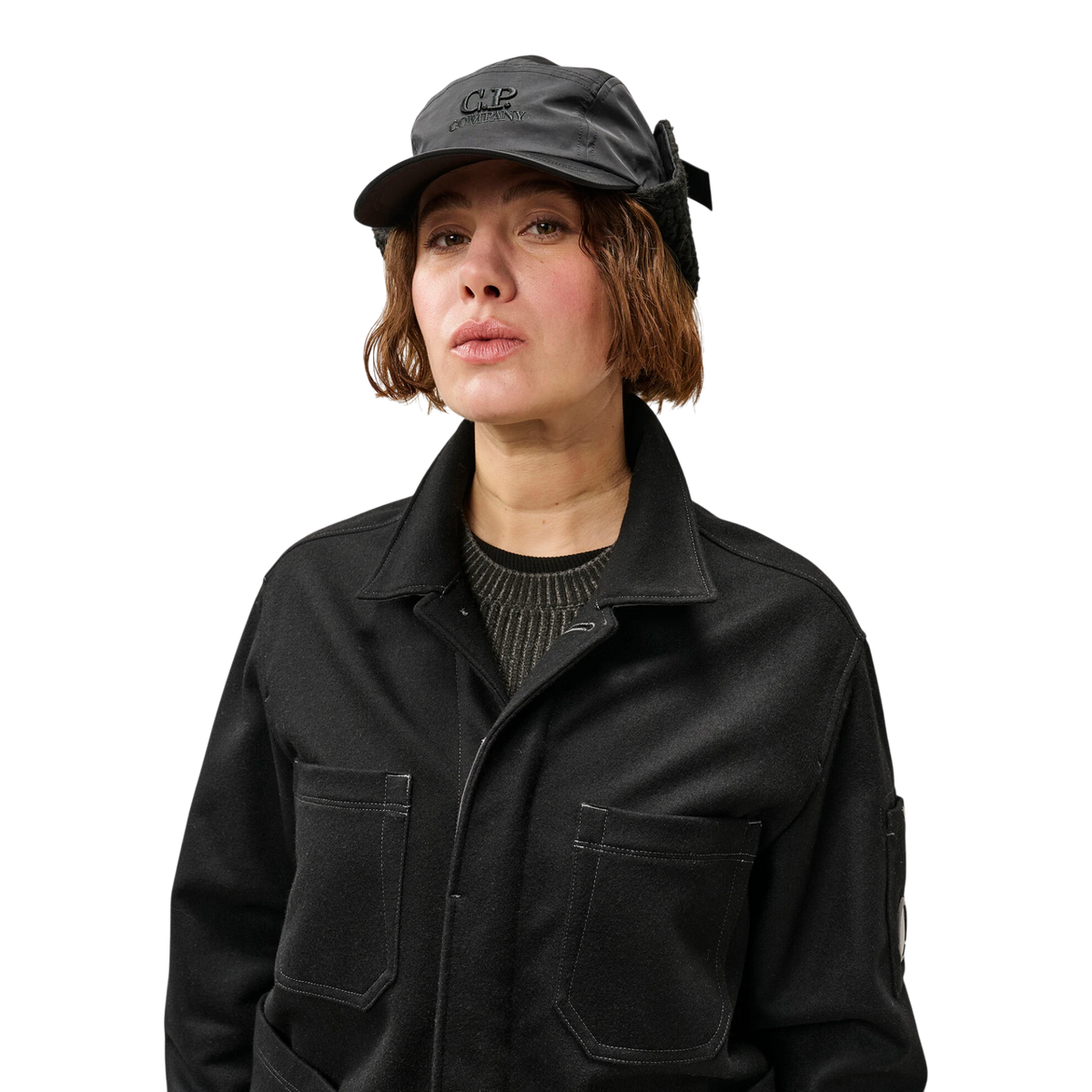 C.P. Company Cap Chrome-R Schwarz mit Ohrenschutz