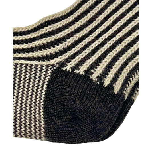 ANT45, Socken, gestreift dunkelbraun beige aus Baumwolle - UNIT Hamburg