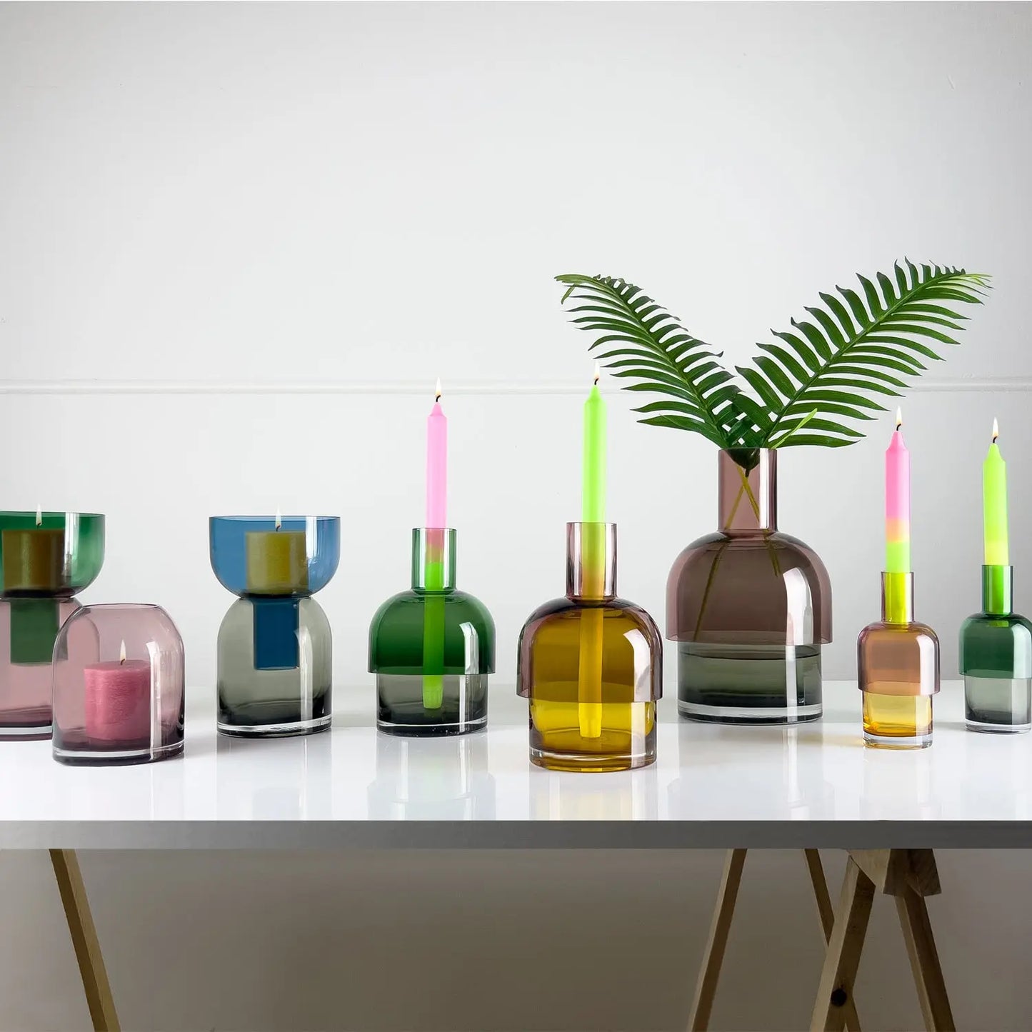 CLOUDNOLA,Vase,CLOUDNOLA, Flip Vase, Medium Green and Pink Glass,UNIT Hamburg