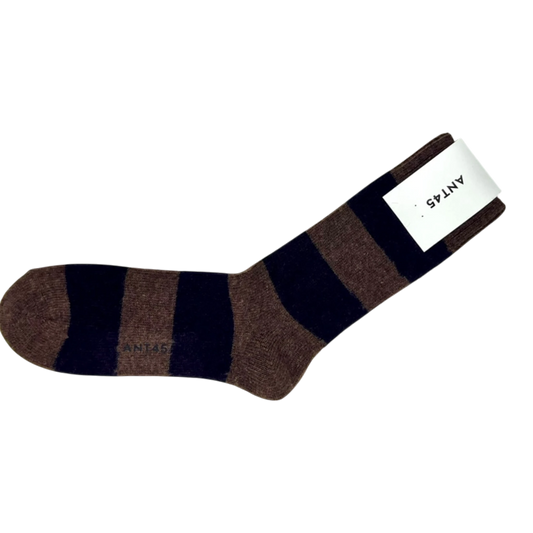 ANT45 GEEL Socken braun-navy gestreift aus Wollmix - UNIT Hamburg