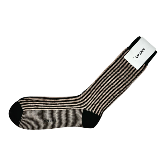 ANT45, Socken, gestreift dunkelbraun beige aus Baumwolle - UNIT Hamburg
