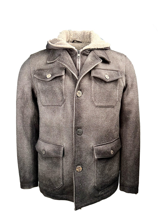 GMS75, kort frakke, aftagelig hætte, sprayeffekt