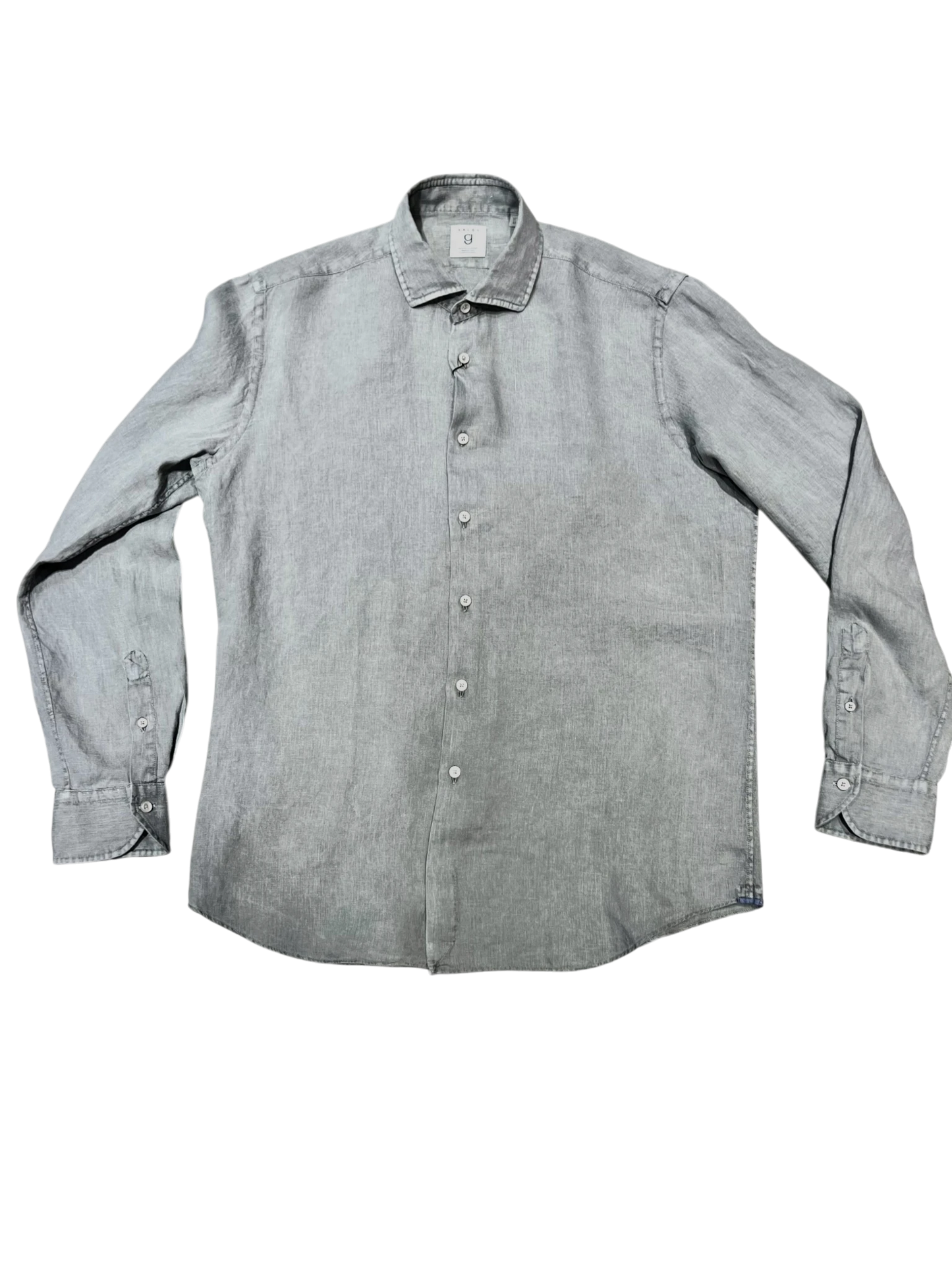 XACUS Leinenhemd Grau mit G_PWDR-Färbung, grau
