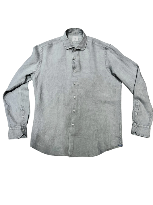 XACUS Leinenhemd Grau mit G_PWDR-Färbung, grau