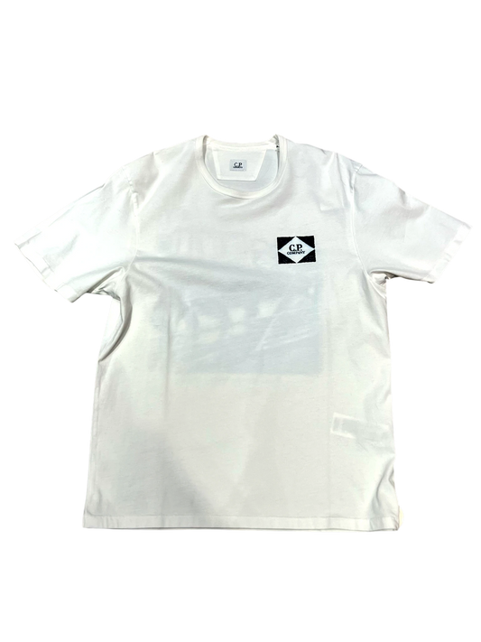 C.P. Company Jersey T‑Shirt Blue Print, weiß