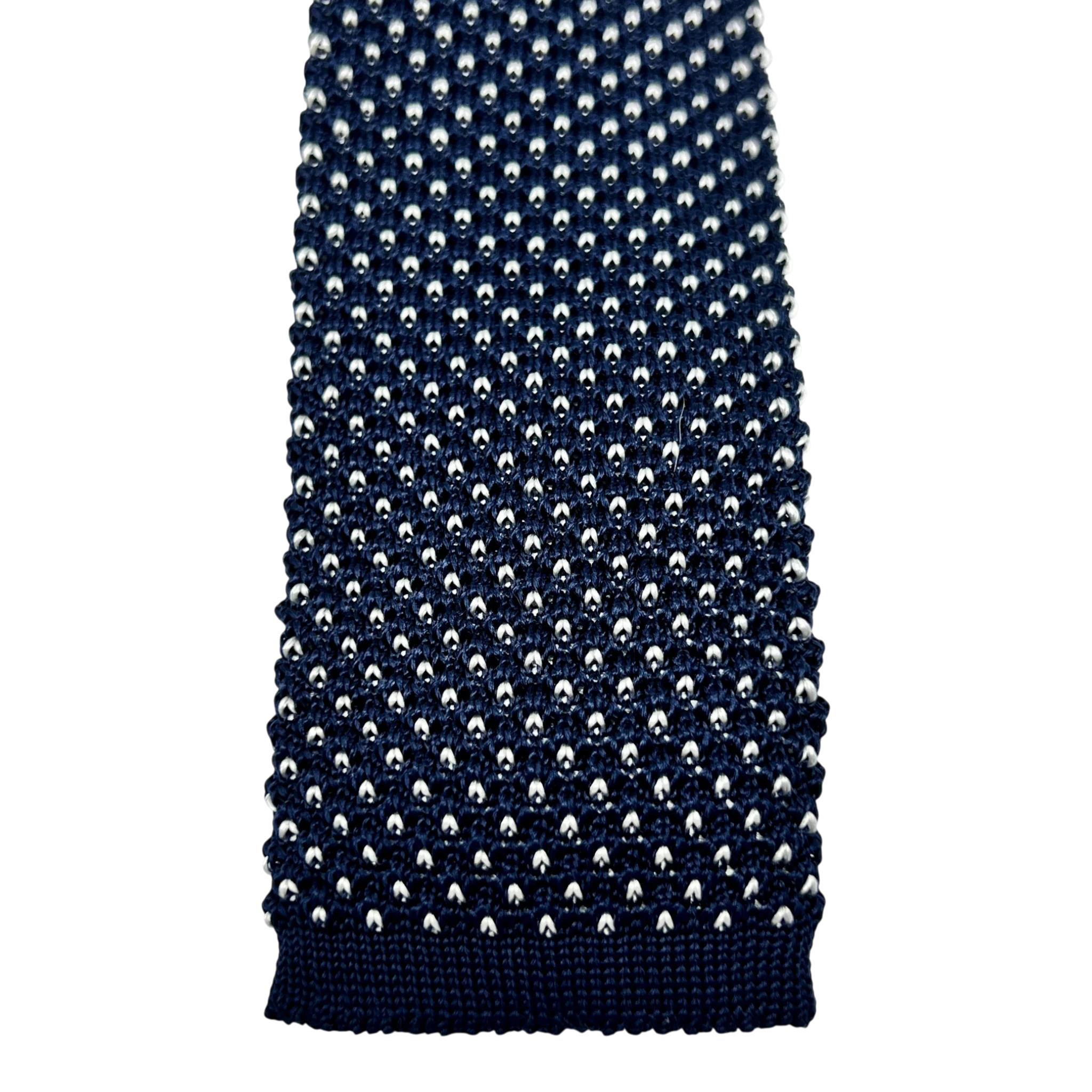 Ascot, Seidenstrickkrawatte, navy mit weißen Punkten