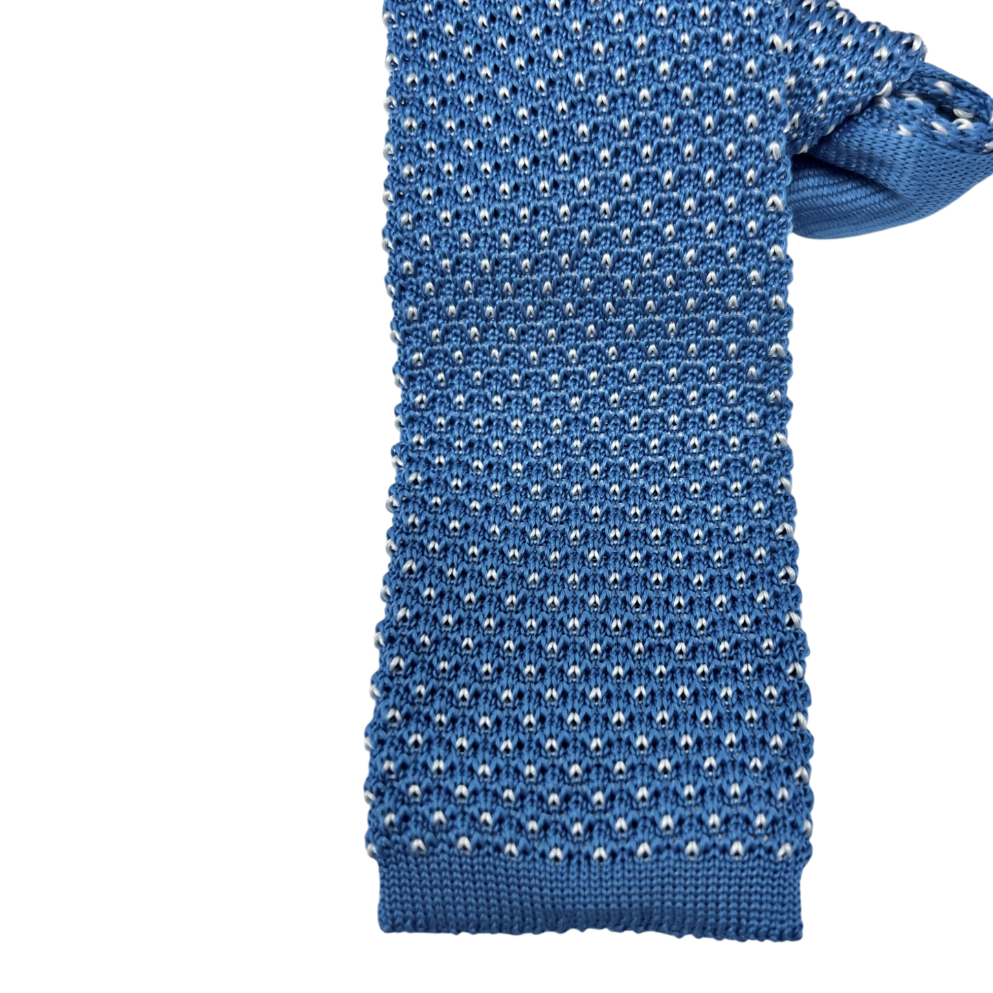 Ascot, Seidenstrickkrawatte, himmelblau mit weißen Punkten