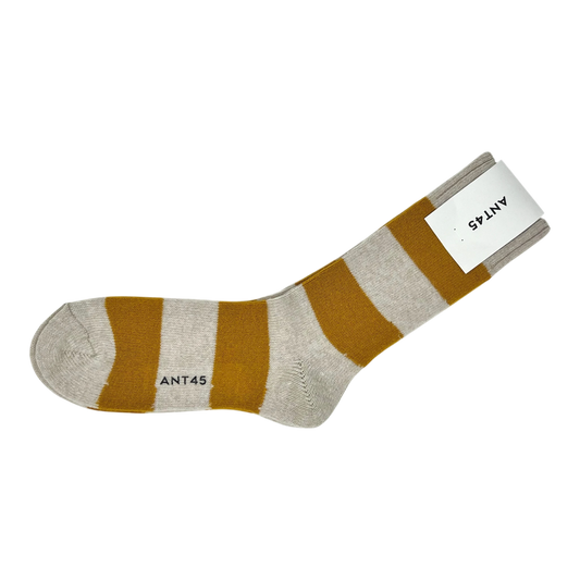 ANT45, GEEL Socken, currygelb-sand gestreift aus Wollmix - UNIT Hamburg