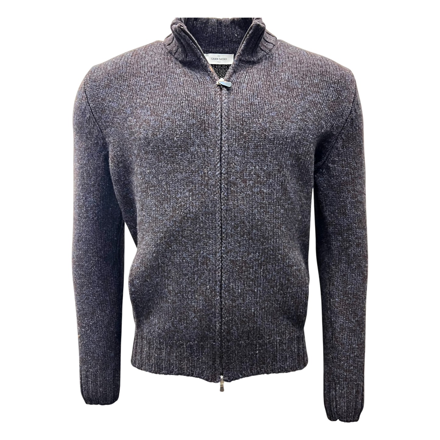 Gran Sasso, Super Geelong Strickjacke, blau-braun Melange