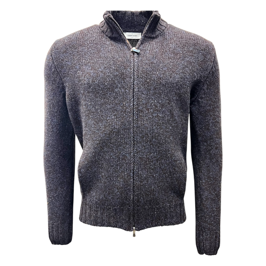 Gran Sasso, Super Geelong Strickjacke, blau-braun Melange