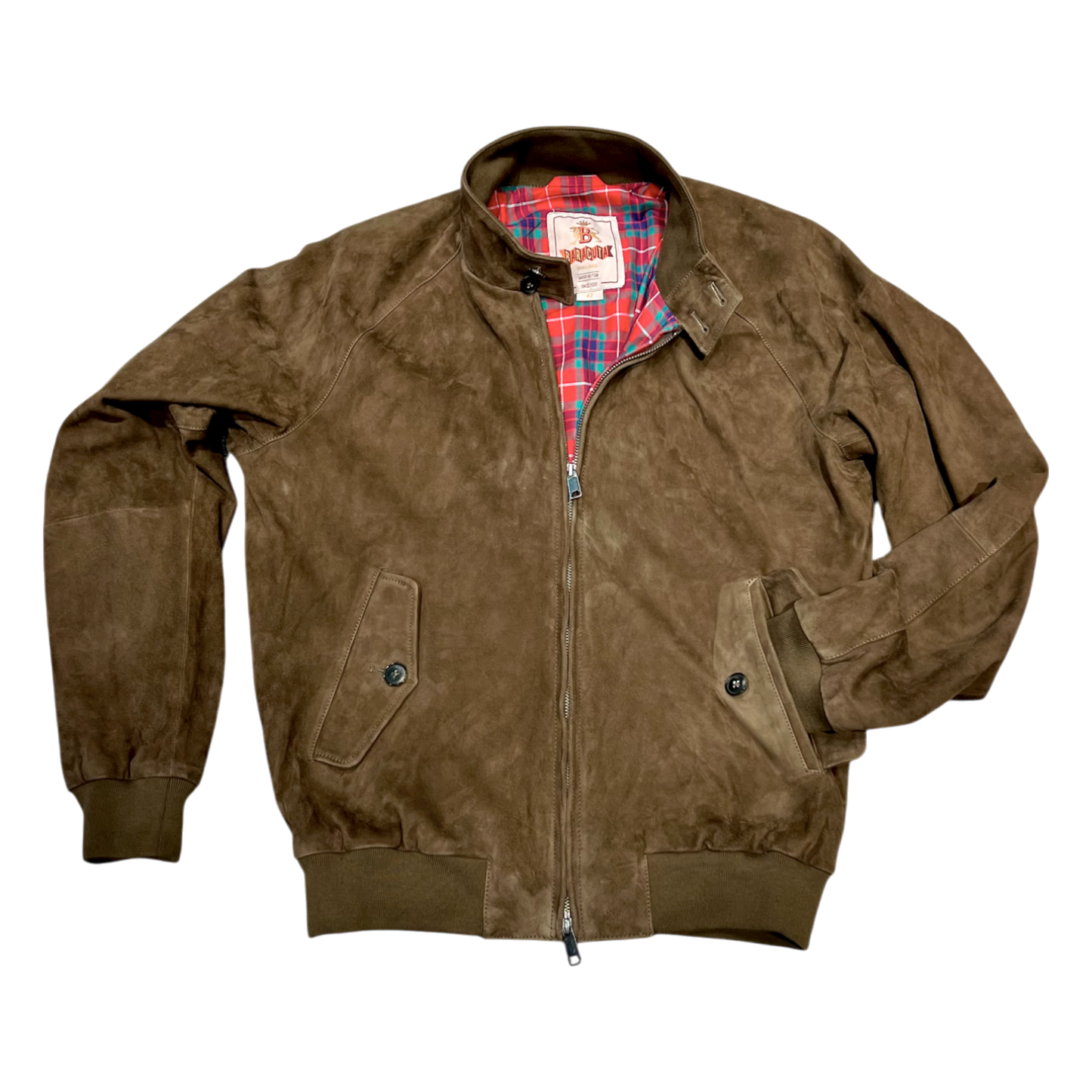 Baracuta, G9 Harrington, Velourleder Blouson, dark oliv