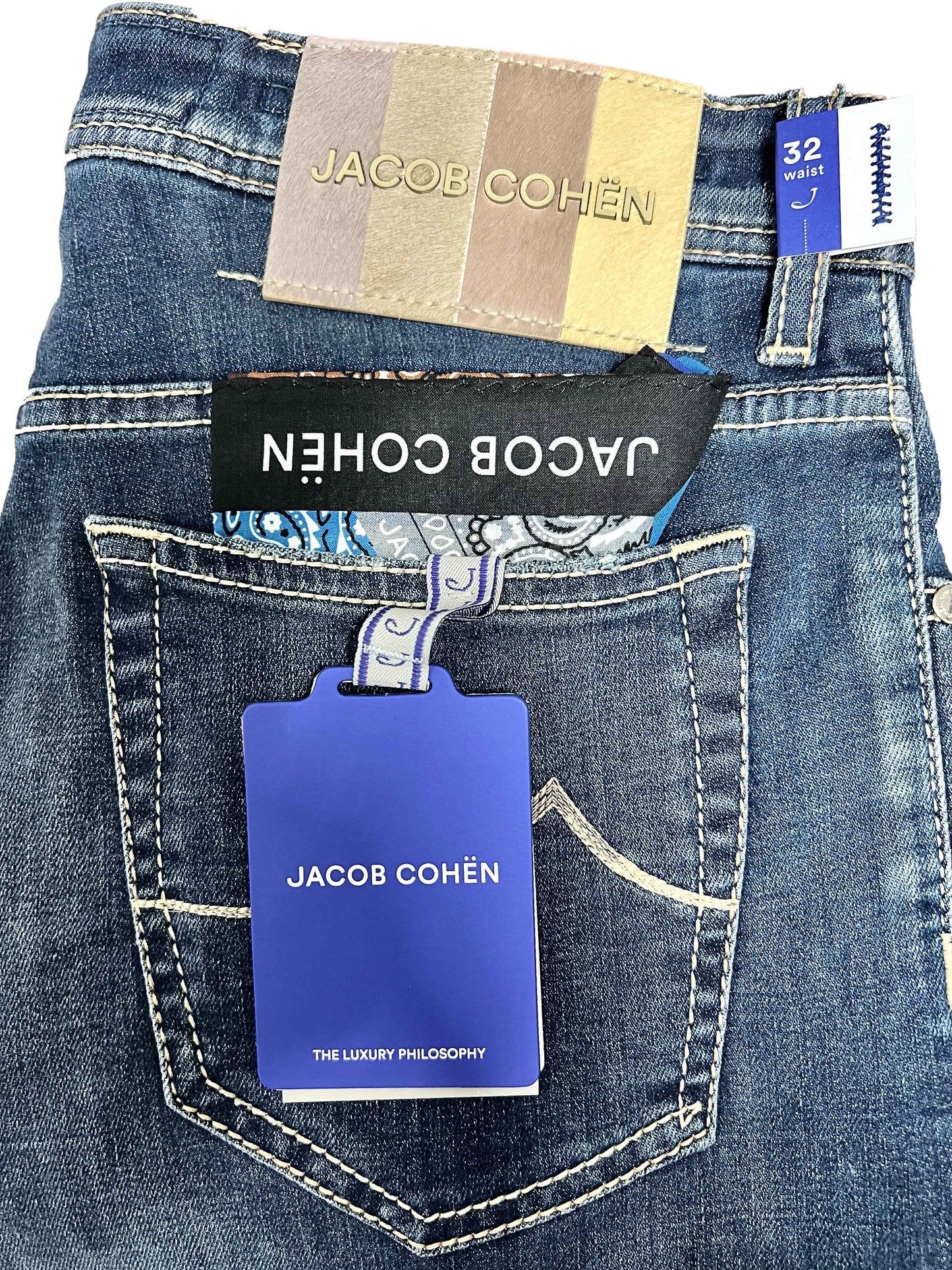 Jacob Cohen, BARD FAST, pastel label, mid dirty washed Jacob Cohen