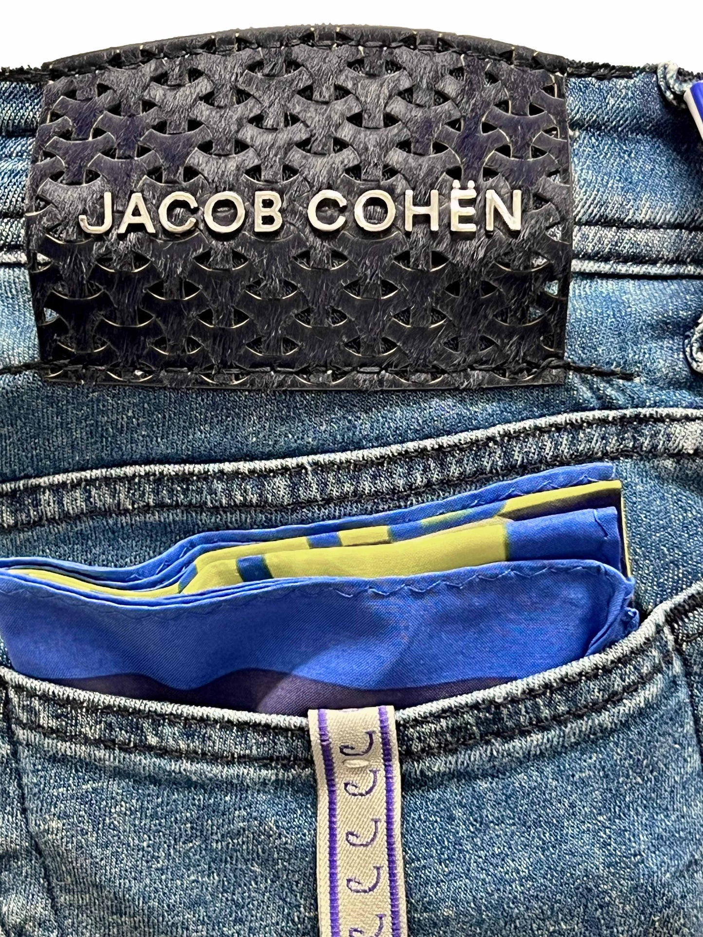 Jacob Cohen, BARD Leinen, navy woven label, mid blue Jacob Cohen