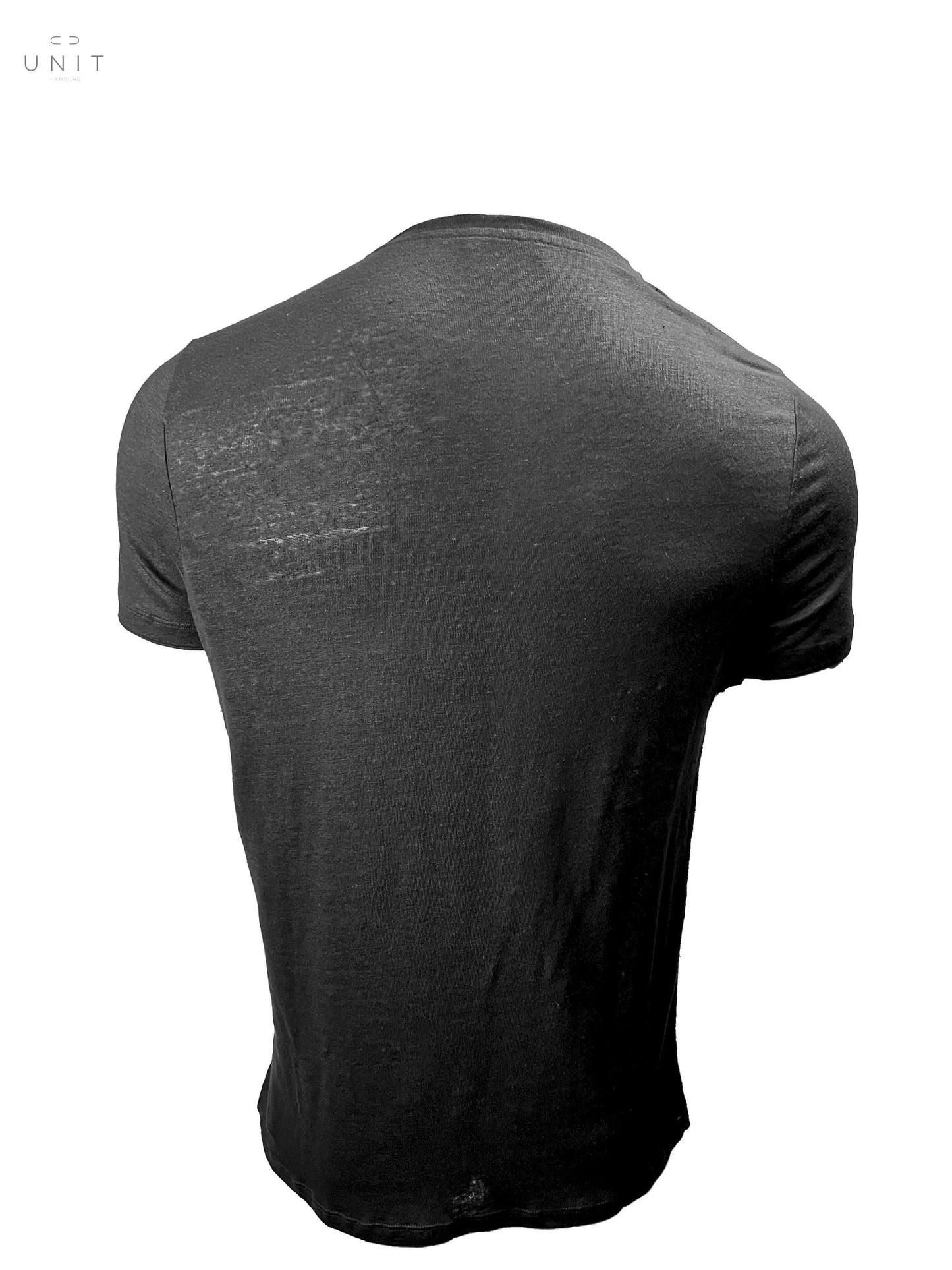 Rücken von Kiefermann 432-21085 Flynn  Leinen T-Shirt V-Neck schwarz