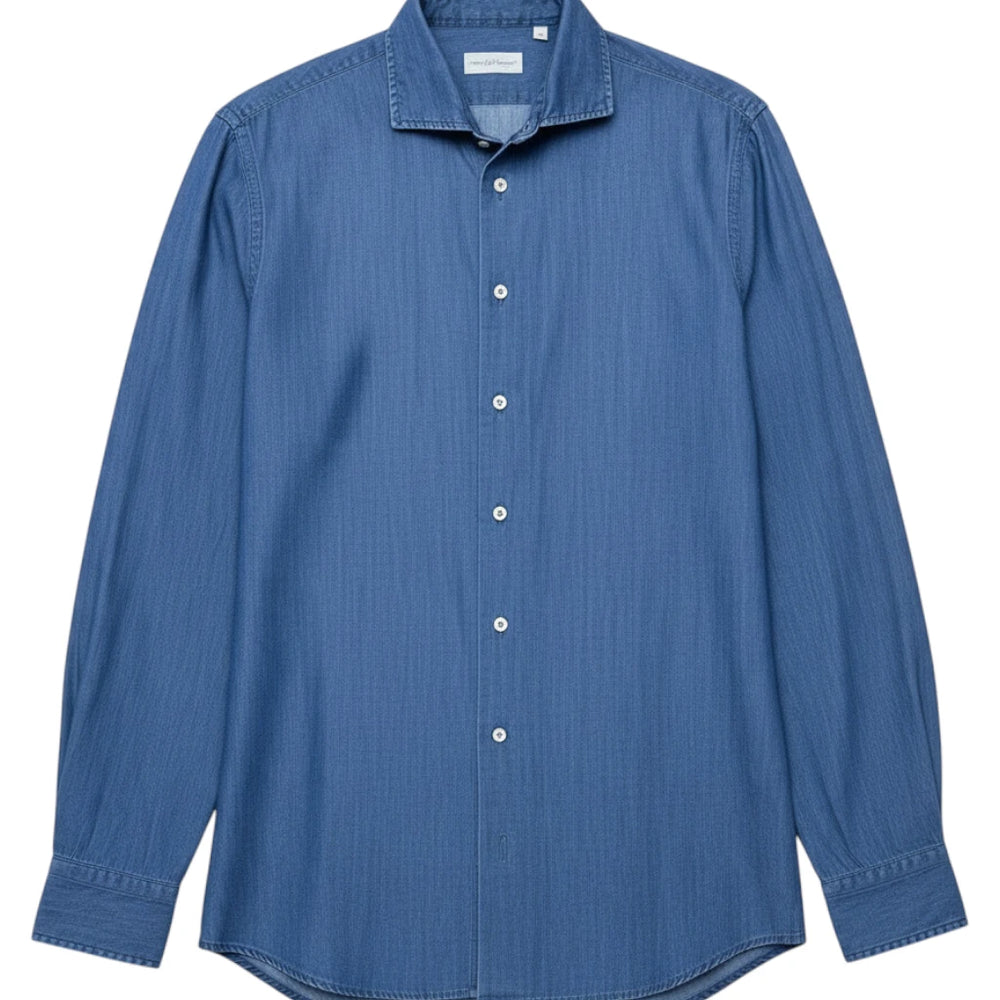 Never Laundry, Denimhemd dark washed aus Baumwolle