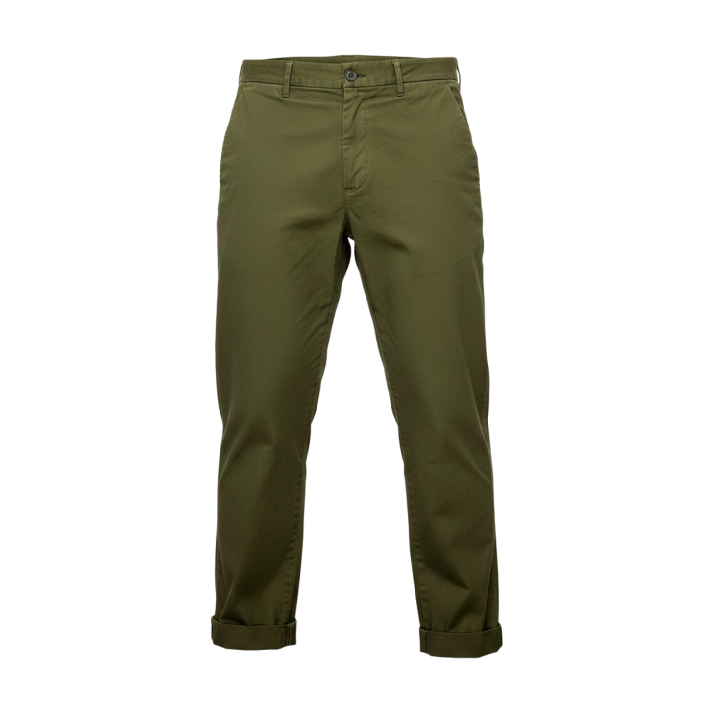 Never Laundry Il Pinces - Pantalon en gabardine de coton, vert olive