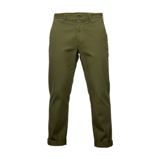 Never Laundry Il Pinces – Cotton Gabardine Hose, olivgrün